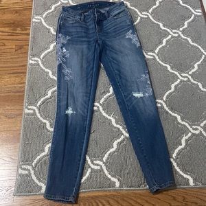 WHBM embroidered skinny jeans